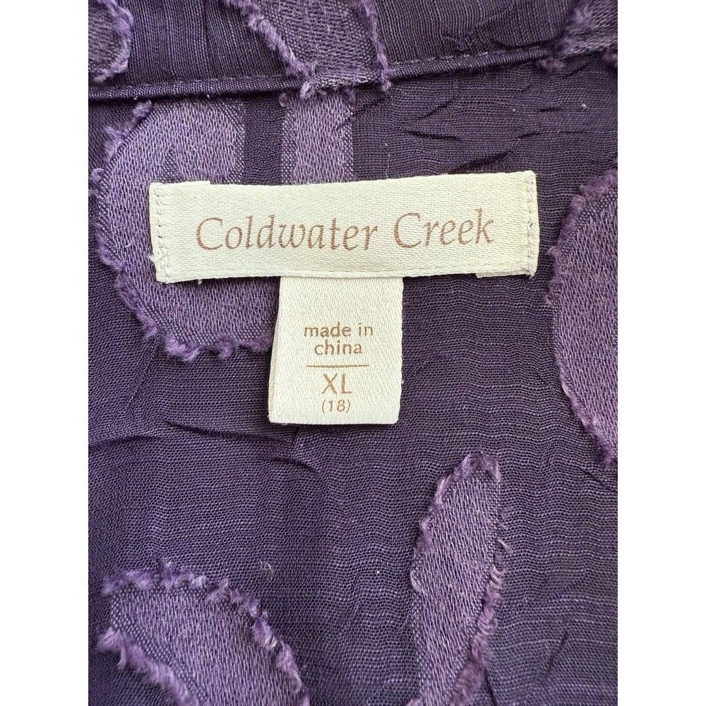 Coldwater Creek Women's XL (18) Purple Sheer Embroidered Button-up Blouse Plus - Picture 12 of 14